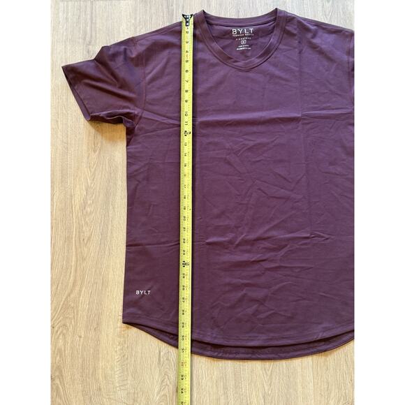 BYLT Premium Basics Signature Drop-Cut V Neck Short Sleeve Shirt Maroon Size XL - Picture 7 of 8